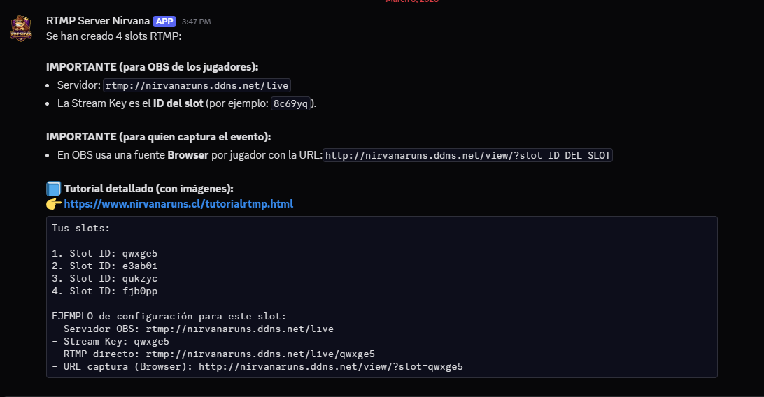 DM con slots e instrucciones